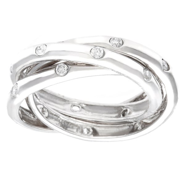 La Preciosa Sterling Silver Cubic Zirconia Triple Band Ring La Preciosa Cubic Zirconia Rings