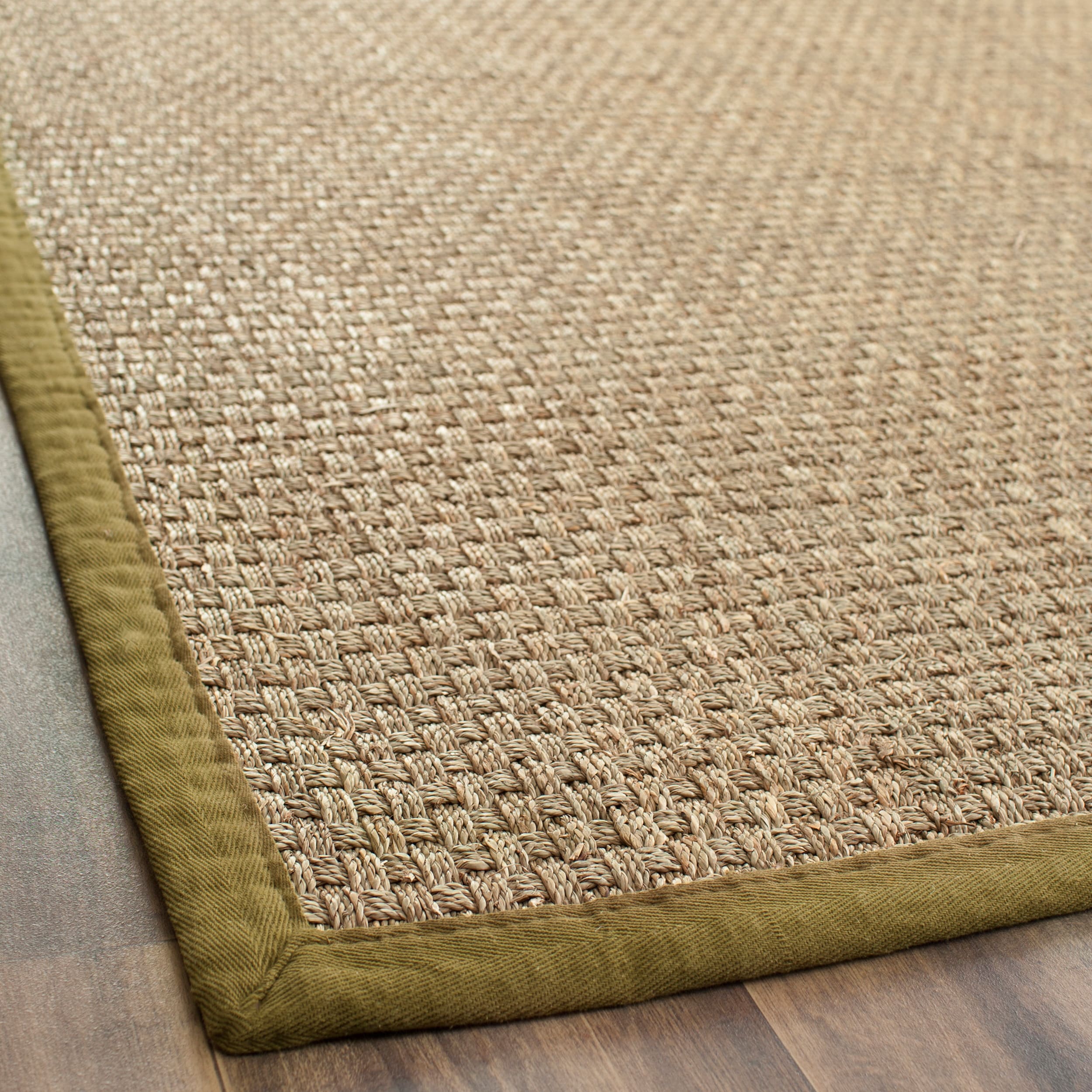 Handwoven Sisal Natural/olive Bordered Seagrass Runner (26 X 4)