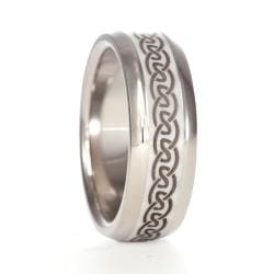 Men's Titanium and Ceramic Weave Design Band Men's Rings