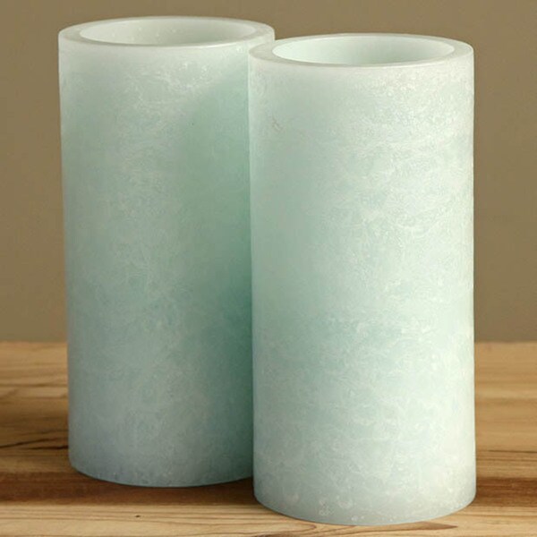 Aqua Marble Flameless LED Vanilla Scented Wax Candles (Set of 2) Free