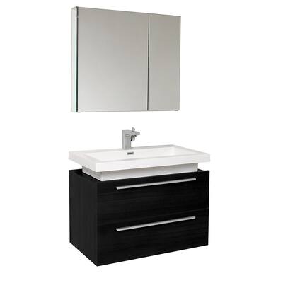Fresca Medio Black Bathroom Vanity with Medicine Cabinet