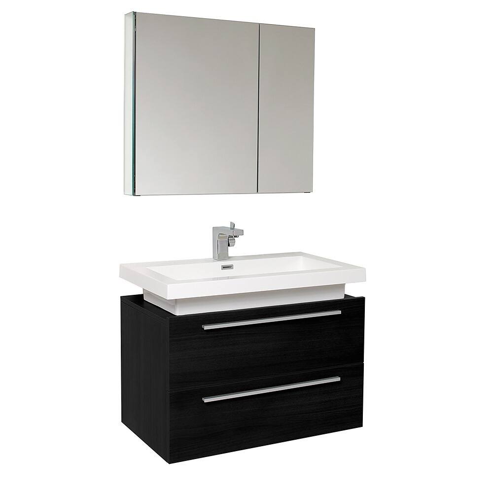Fresca Medio Black Bathroom Vanity with Medicine Cabinet