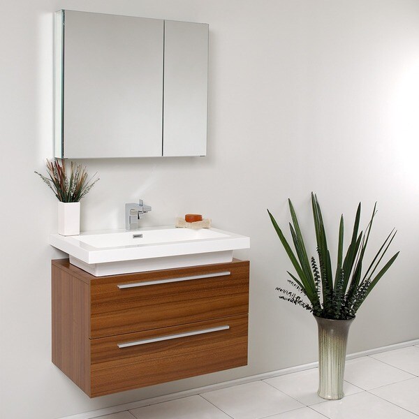 Fresca Medio Teak Bathroom Vanity with Medicine Cabinet - Free ...