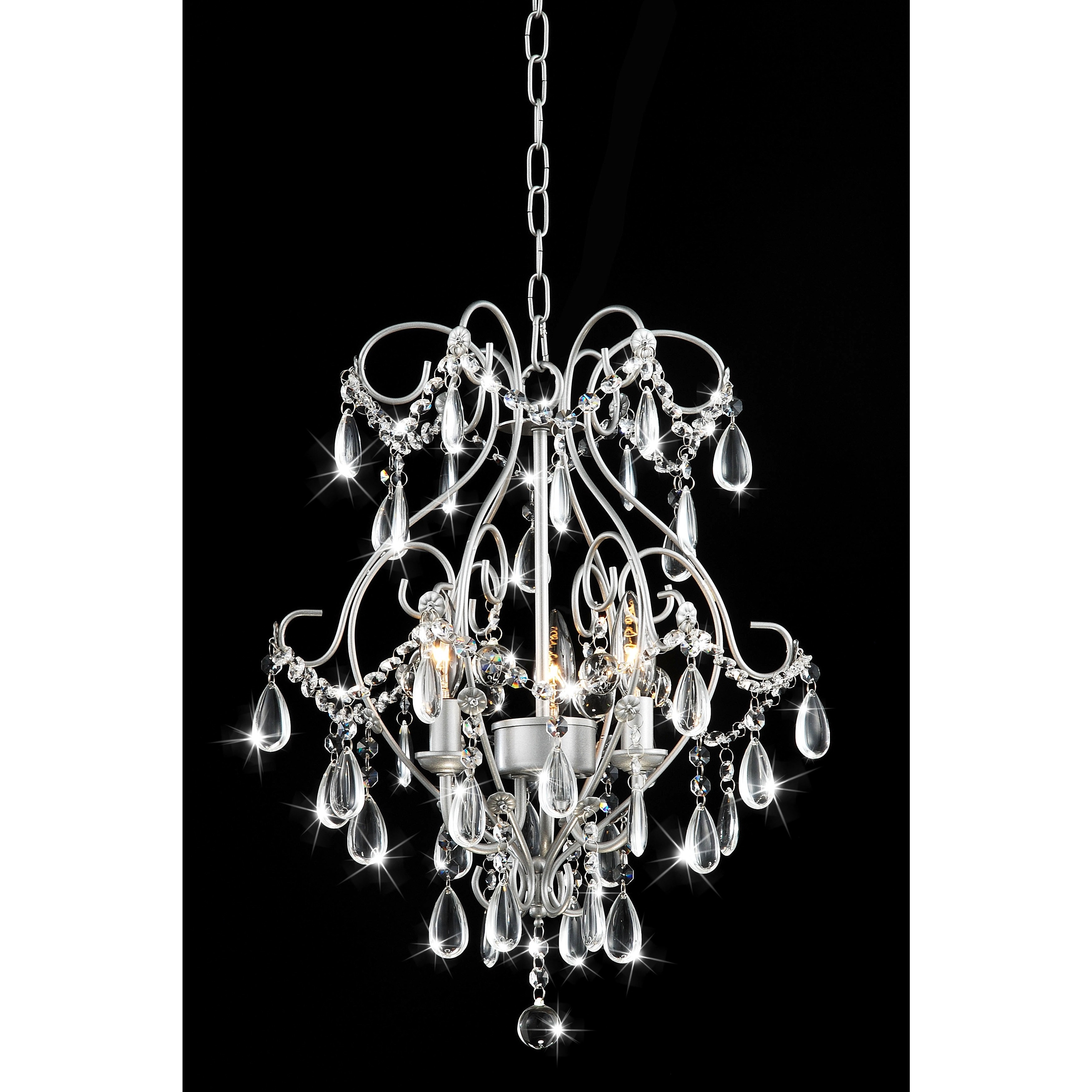 Elisa 3 light Spray Paint Silver Chandelier   Shopping