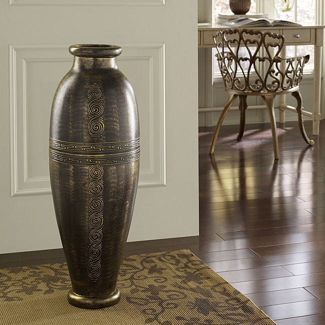 Antique Gold Floor Urn Vase (Indonesia) - Free Shipping Today ...