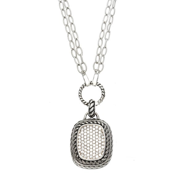 La Preciosa Sterling Silver Oxidized Cubic Zirconia Necklace La Preciosa Cubic Zirconia Necklaces