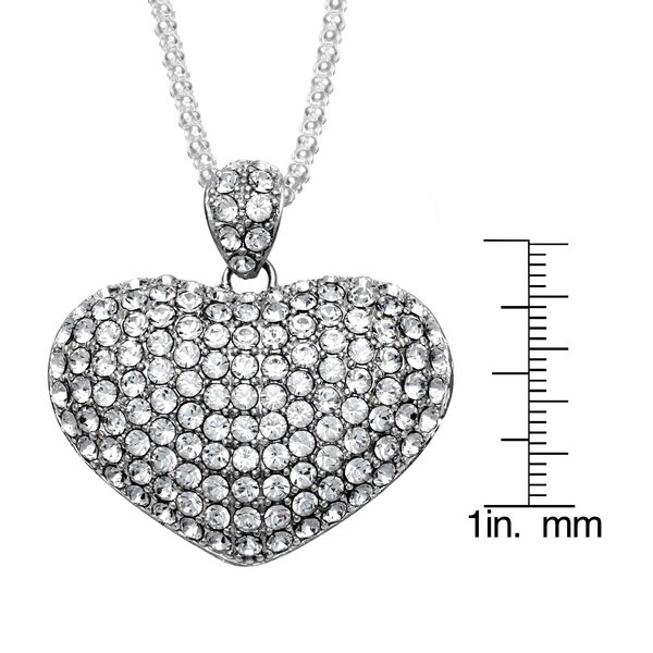 【正規品質保証】 特別価格925 18"好評販売中 Necklace, Heart Puffed Silver Sterling ネックレス、ペンダント La Preciosa Sterling Silver Crystal Puffed Heart Necklace