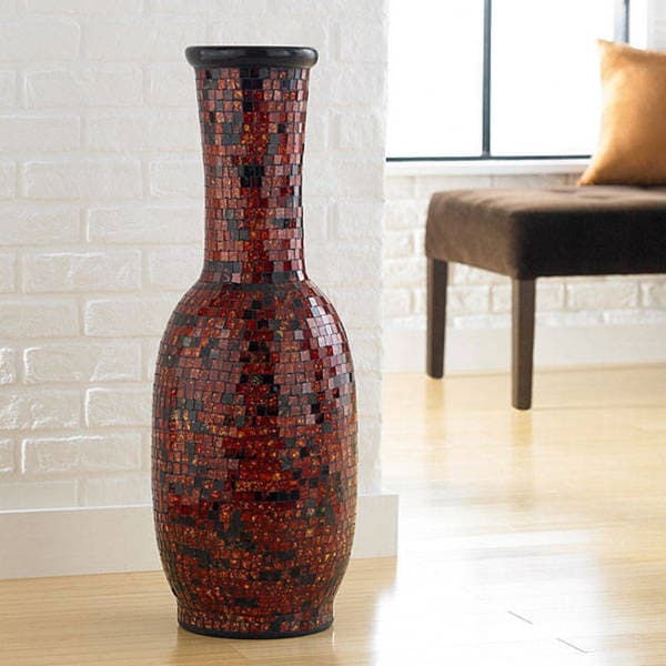 Shop Handmade Aged Copper Mosaic Floor Vase (Indonesia) Free Shipping