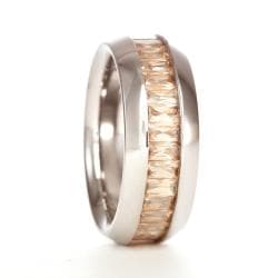 Men's Titanium Orange Cubic Zirconia Ring Men's Rings