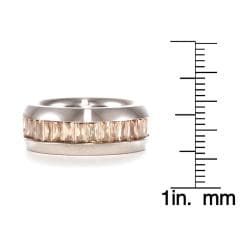 Men's Titanium Orange Cubic Zirconia Ring Men's Rings