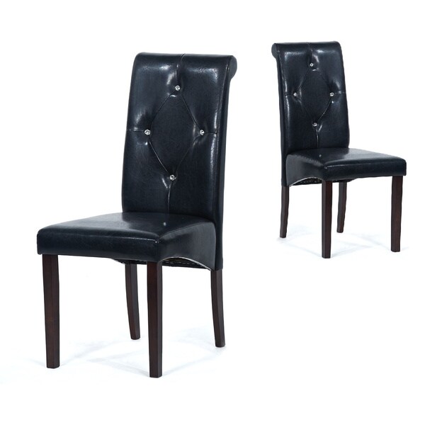 Warehouse of Tiffany Black Polyurethane-Leather Dining Room Chairs (Set of 8)