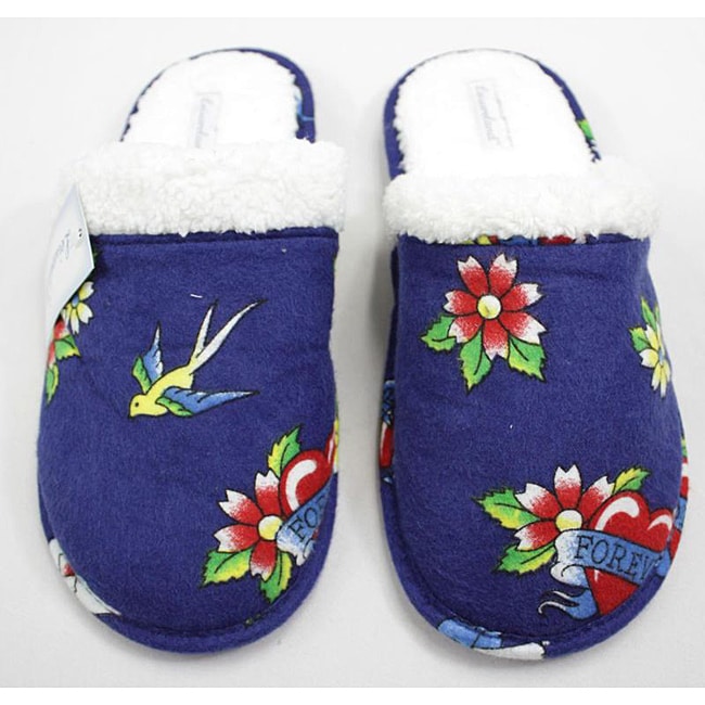 Leisureland Womens Cotton Blue Tattoo Slippers   Shopping