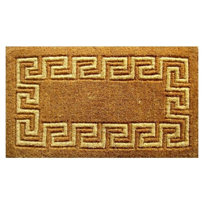 Greek Key Pattern Natural Coir Outdoor Door Mat - 24" x 39"