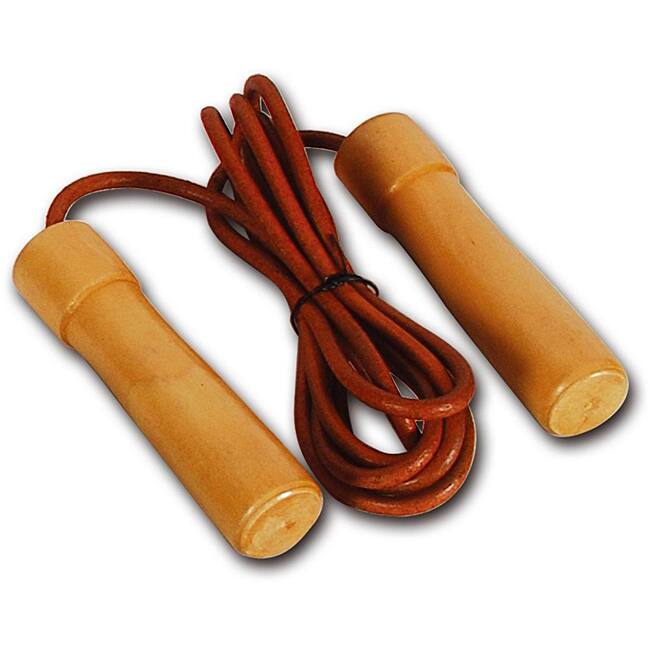 Valor Fitness Wood-handled Leather 9-foot Adjustable Jump Rope