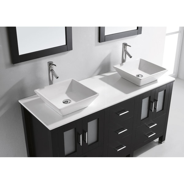 Paris 60-Inch Espresso Double-Sink Bathroom Vanity With Mirrors virtu usa bradford 60-inch double sink bathroom vanity set with Paris 60-Inch Espresso Double-Sink Bathroom Vanity With Mirrors virtu usa bradford 60-inch double sink bathroom vanity set with