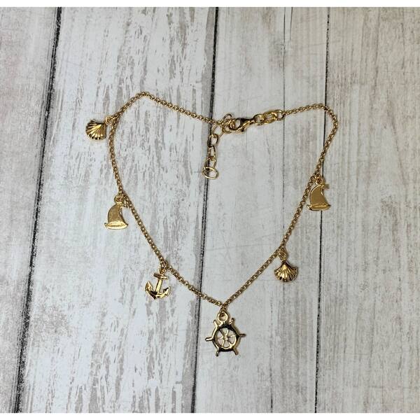925 Gold Finish Silver Chain With Lucky Three Elephant Pendants Anklets 925 Gold Finish Silver Chain With Lucky Three Elephant Pendants Anklets