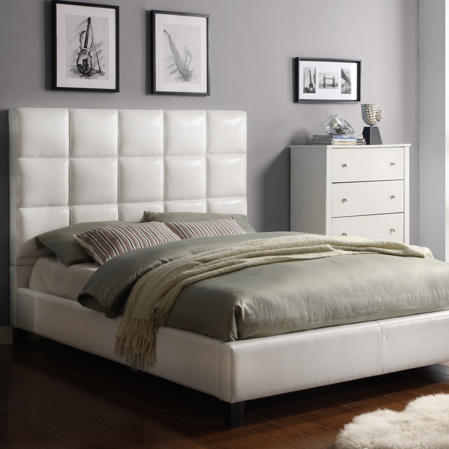 Tribecca Home Sarajevo Soft White Tufted Upholstered King size Bed