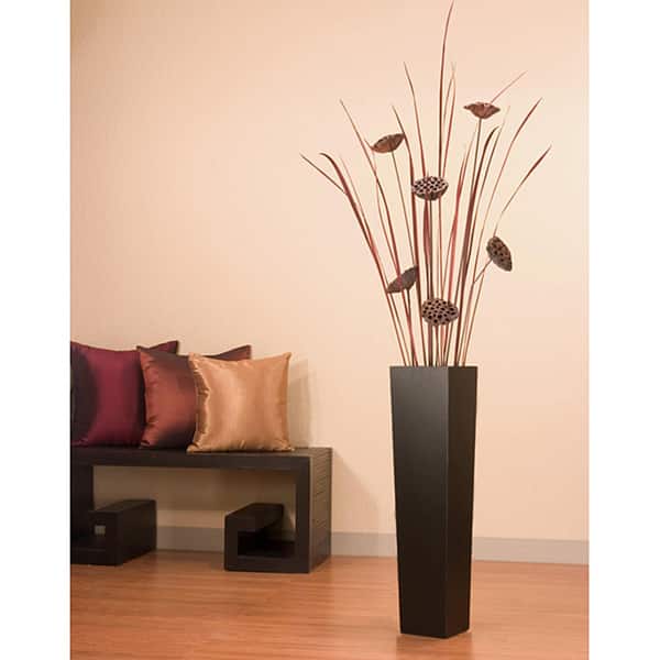 Shop Tall Floor Vase With Lotus Tall Grass Overstock 5533223