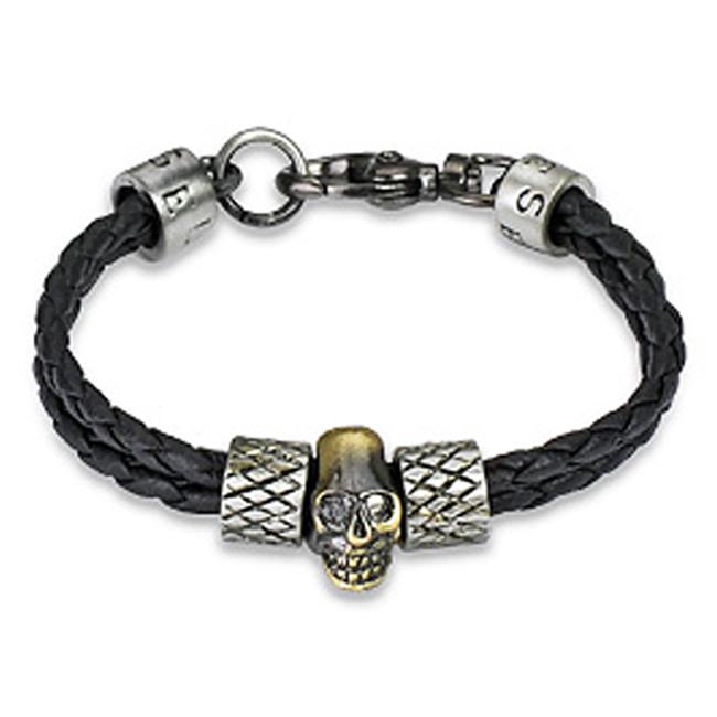 Braided Leather Skull Charm Bracelet Free Shipping On Orders Braided Leather Skull Charm Bracelet