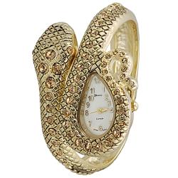 Shop Geneva Women's Gold 'Platinum' Coiled Snake Rhinestone Cuff Watch ...