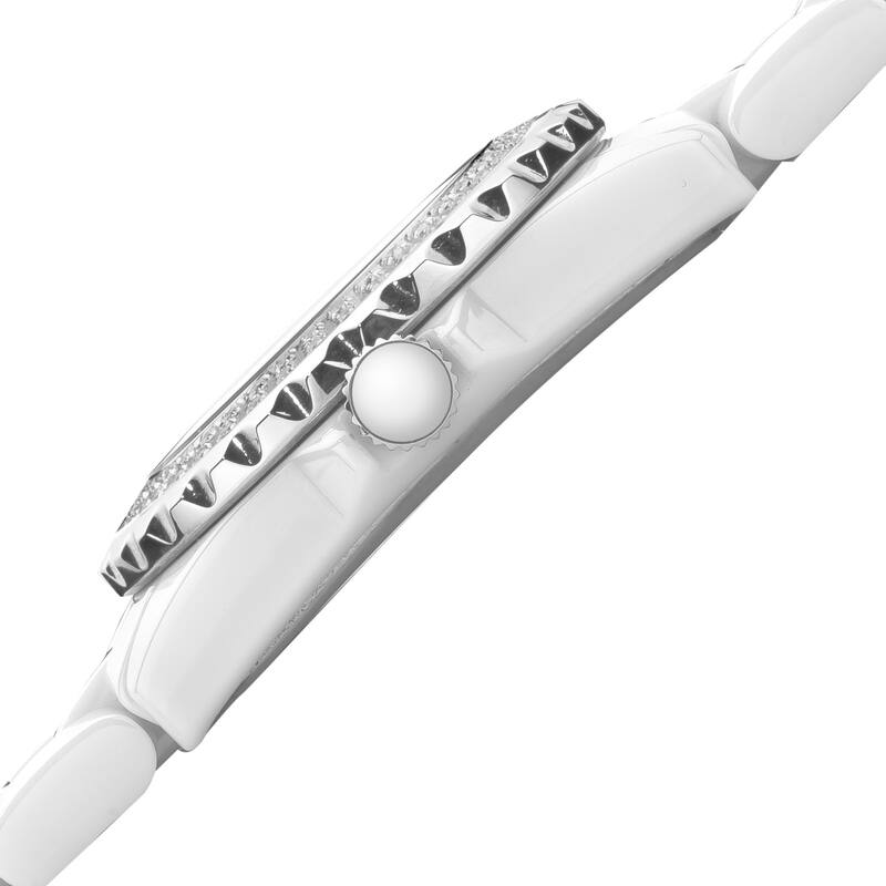 Akribos XXIV Women's Dazzling Ceramic Swiss Quartz White Watch