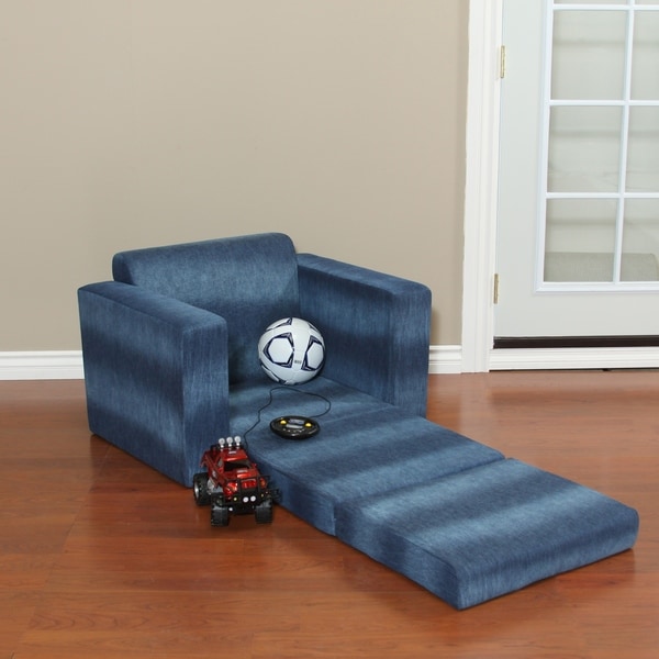 Blue Denim Kids Chair with Fold Out Sleeper. Opens flyout.
