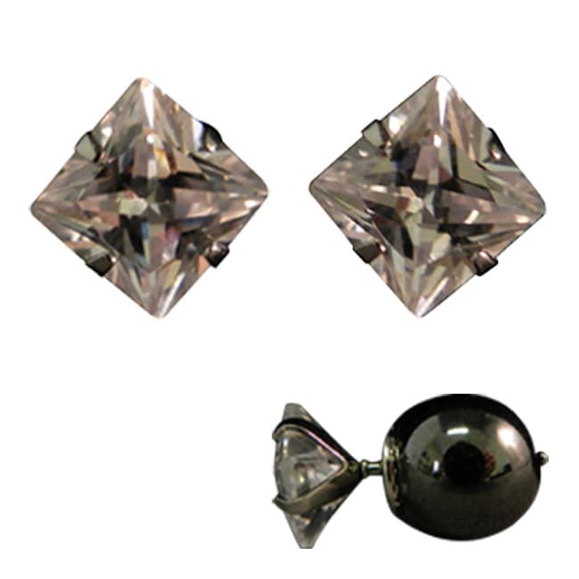 Magnetic Square Cubic Zirconia Stud