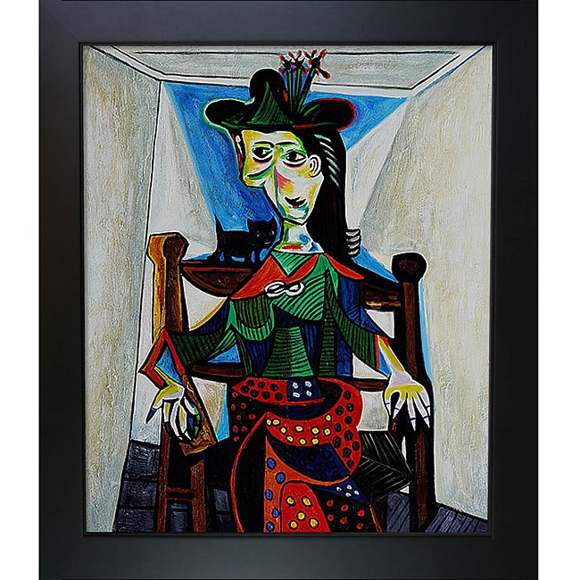 Picasso Paintings Dora Maar w/ Cat New Age Black Finish Wood Frame