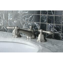 Kingston Brass Metropolitan Satin Nickel Widespread Bathroom Faucet - Grey Solid Lever