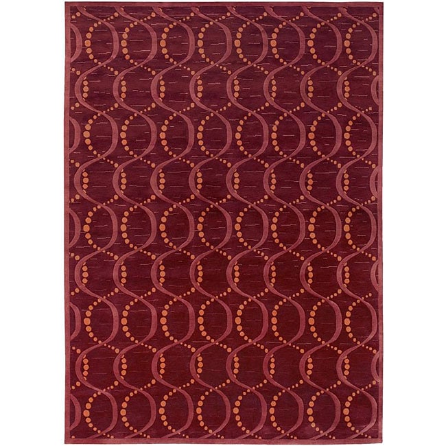 Hand knotted Neoteric Tan Geometric Wool Rug (2 X 3)