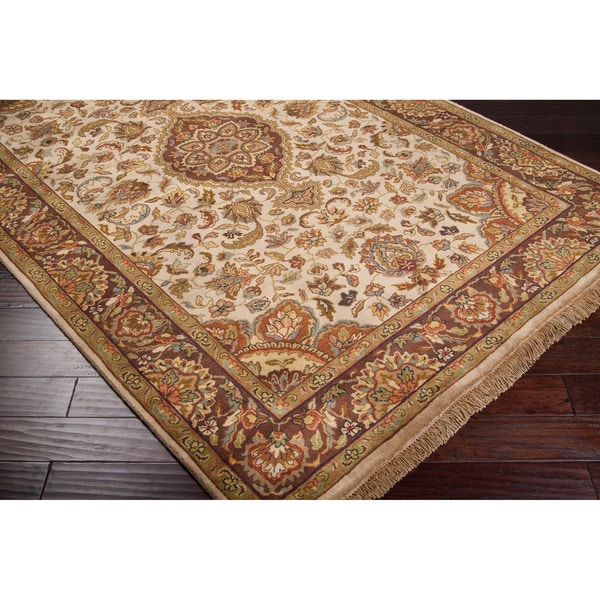 Hand knotted Finial Cream Wool Rug (8' Square) Surya Round/Oval/Square