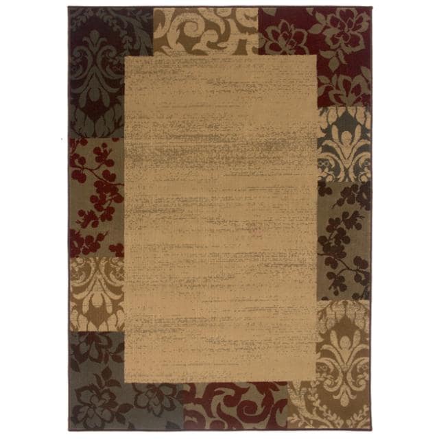 Indoor Beige Border Area Rug (5 X 76)