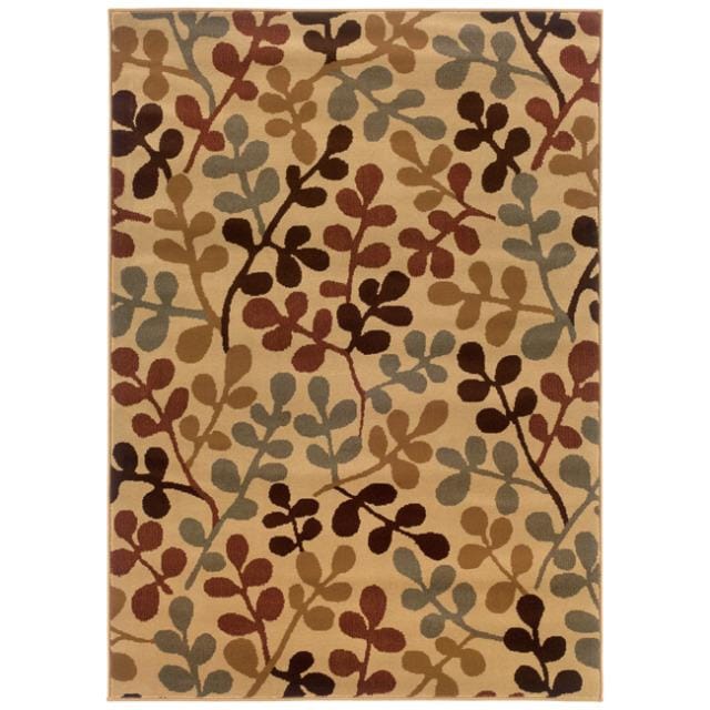 Beige Abstract Polypropylene Rug (5 X 76)