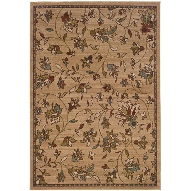 Casual Brown Floral Rug (5 X 76)