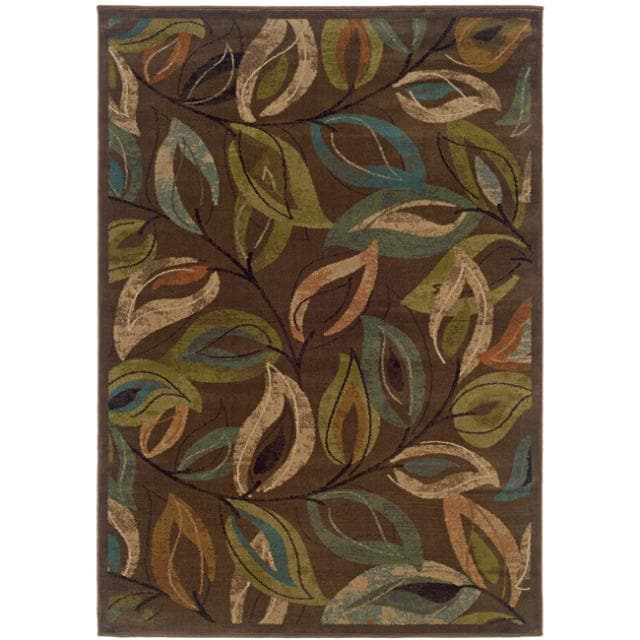 Brown Leaves Abstract Rug (5 X 76)