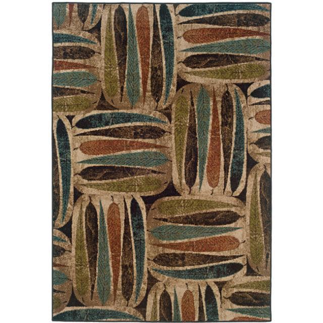 Beige Leaf Abstract Rug (5 X 76)