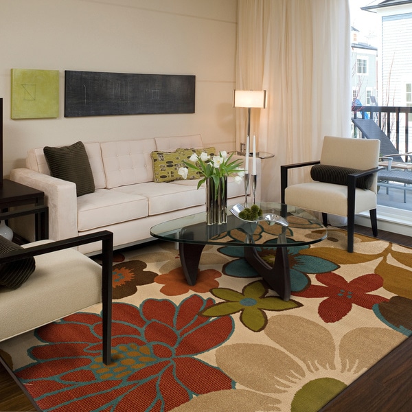 Copper Grove Wyndham Ivory and Gold Floral Area Rug - 3'10" x 5'5"