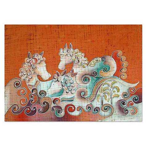 Cotton 'Joyous Animals' Batik Wall Hanging