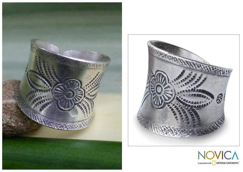 Handmade Sterling Silver 'Blossoming Magic' Band Ring (Thailand)