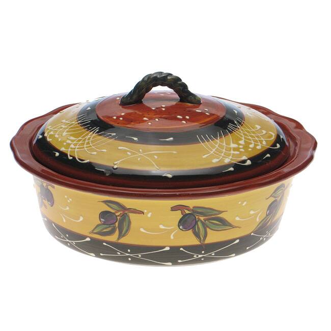 Certified International French Olives 2.5-qt Round Baker with Cover - Multicolor