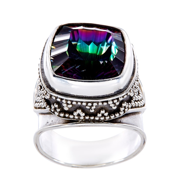 Shop Handmade Sterling Silver Square Exotic Fire Quartz Beaded Mount