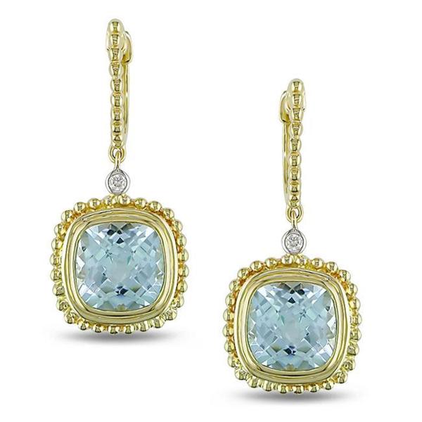 Miadora 14k Yellow Gold Blue Topaz And Diamond Earrings Free Miadora 14k Yellow Gold Blue Topaz And Diamond Earrings