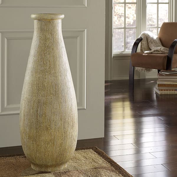 Shop Whitewash Large Floor Vase Indonesia Overstock 5548089