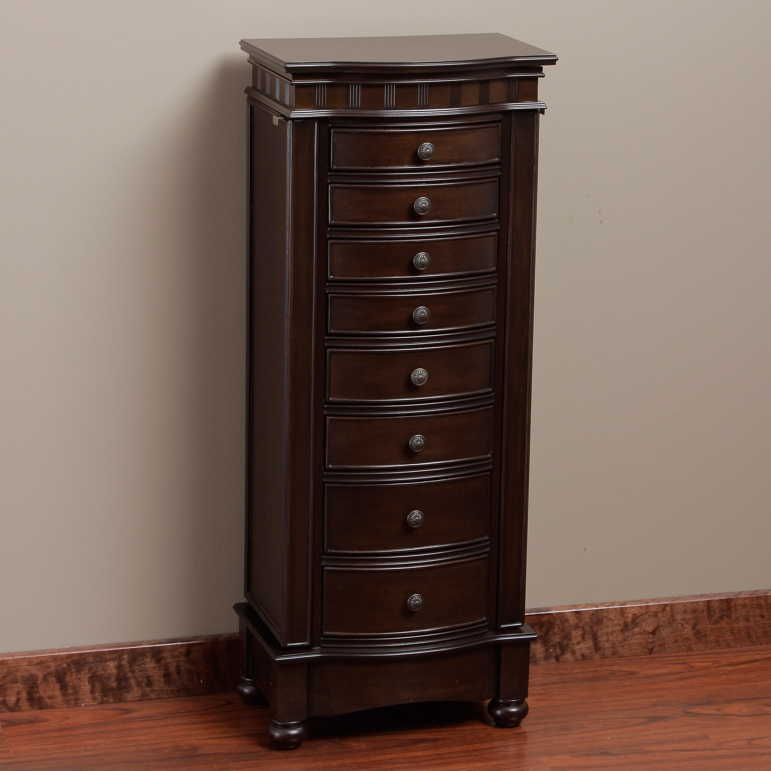 Muscatto Coffee 8 drawer Storage Jewelry Armoire