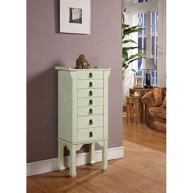 Ningbo Rustic Green 6-drawer Jewelry Armoire - 40"h x 18.5"w x 10.5"ss