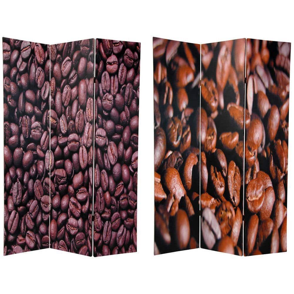 Handmade Wood and Canvas Double-sided Coffee Beans Room Divider (China)