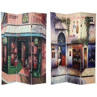 Handmade Wood Canvas Parisian Cafe Room Divider