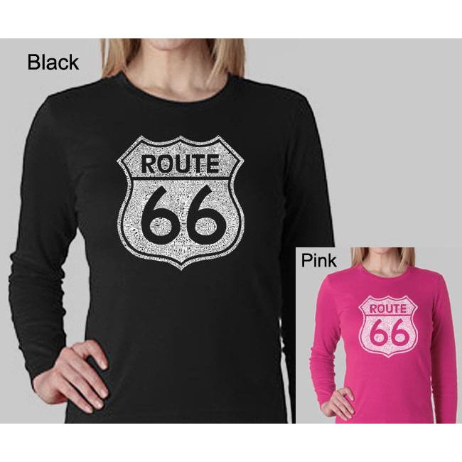 Los Angeles Pop Art Womens Route 66 Long sleeved Top  