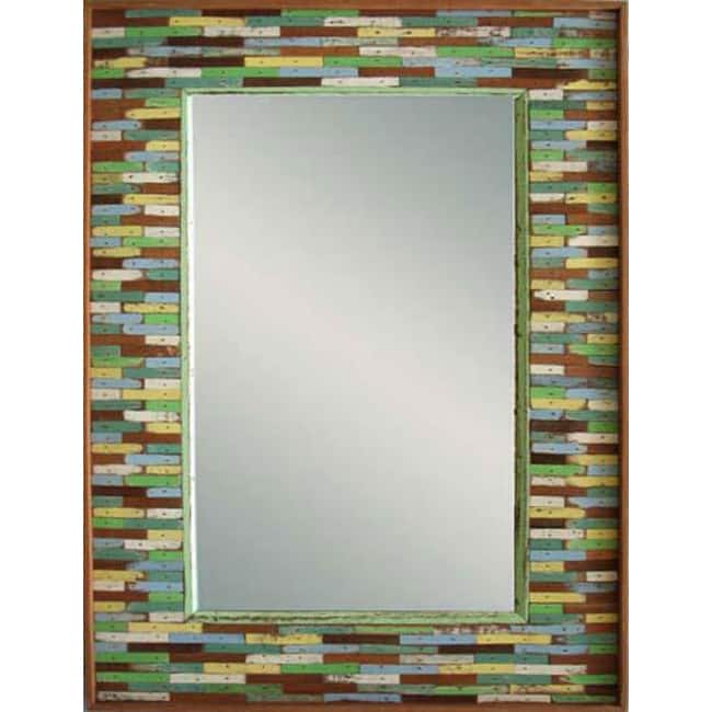 Handmade Boat Wood Jigsaw Framed Mirror (Thailand)