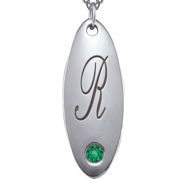 Chroma Sterling Silver May Birthstone Initial Necklace Made with SWAROVSKI GEMS CHROMA Gemstone Necklaces